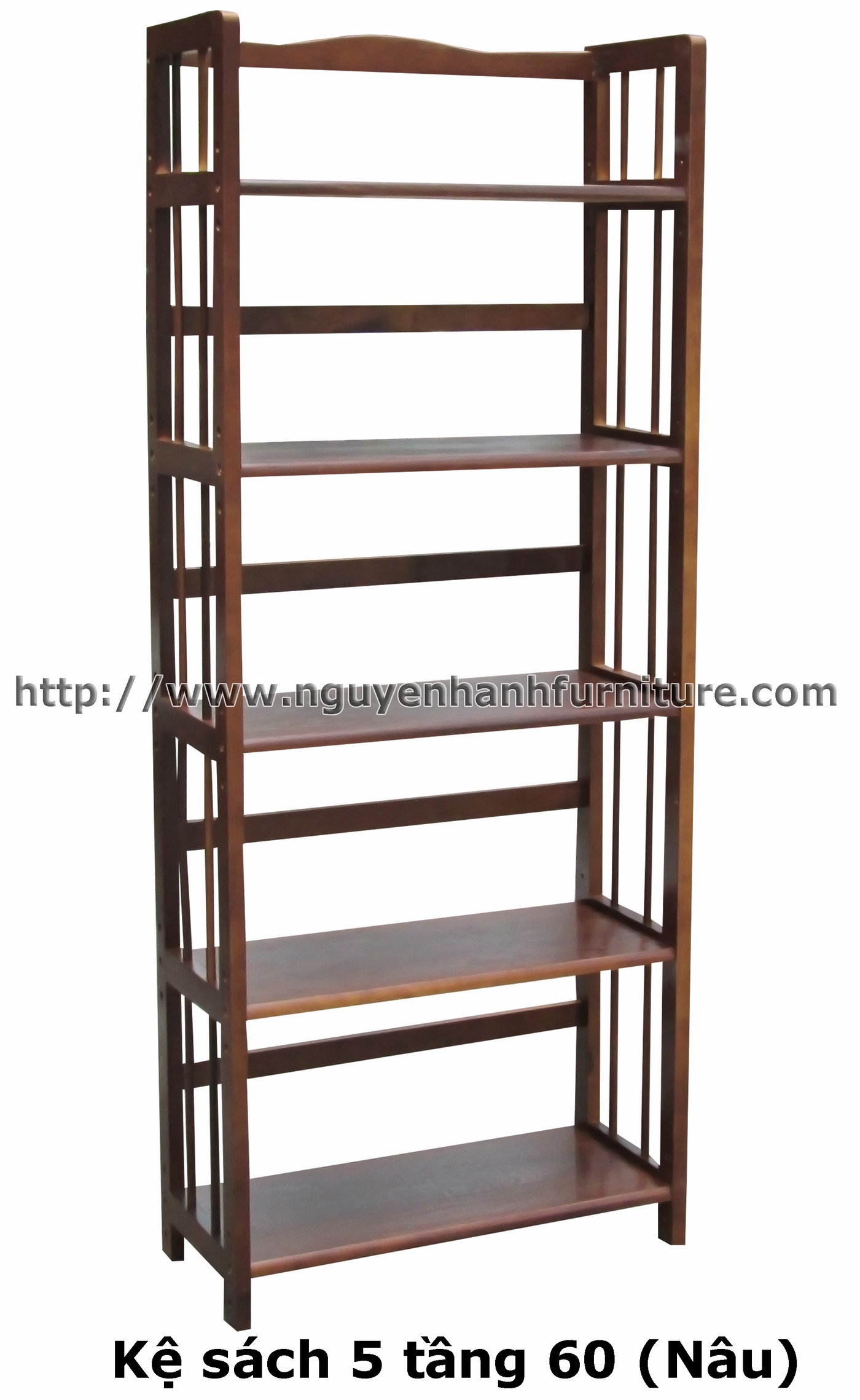 Name product: 5 storey Adjustable Bookshelf 60 (brown) - Dimensions: 63 x 28 x 157 (H) - Description: Wood natural rubber
